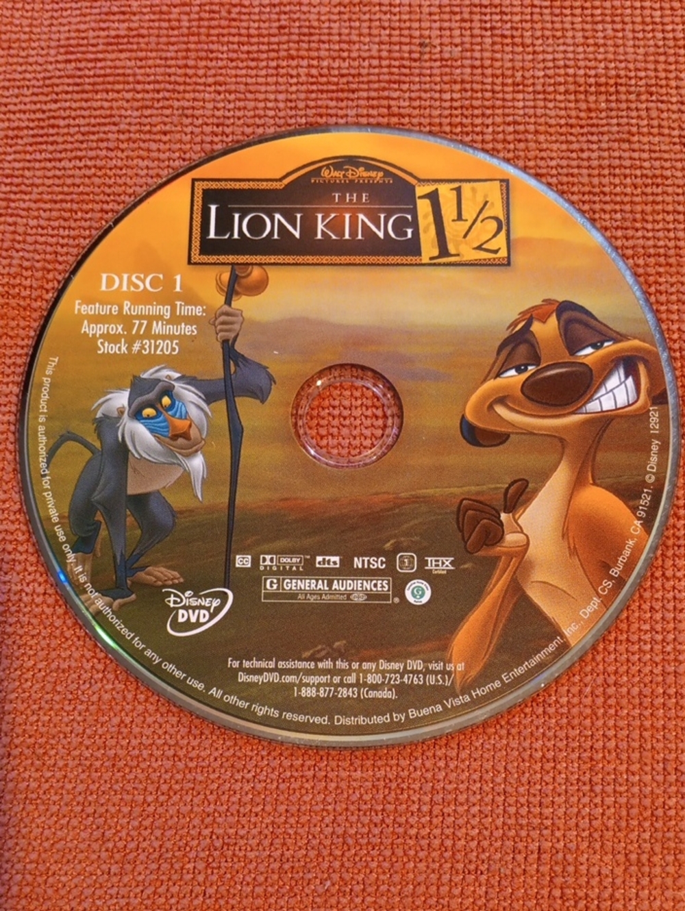 2/$12 Disney The Lion King 1½ 2-Disc DVD Set *NO CASE*